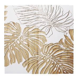 風景専門店あゆわら ウッド スカルプチャー アート モンステラA/ホワイト