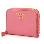 PRADA（プラダ） ラウンドファスナー小銭入れ SAFFIANO METAL 1M0268　ピンク