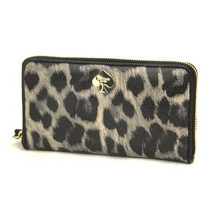 kate spade（ケートスペード） LEROY STREET ANIMAL PRINT LACEY PWRU3555 082 グレー レオパード ラウンドファスナー長財布