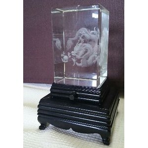 ３Ｄレーザー彫刻クリスタルガラス置物【五爪の皇帝龍】　 - 拡大画像