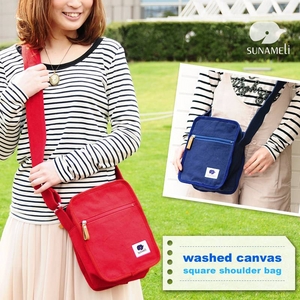 SUNAMELi（スナメリ） ウォッシュ加工スクエアショルダー レッド
