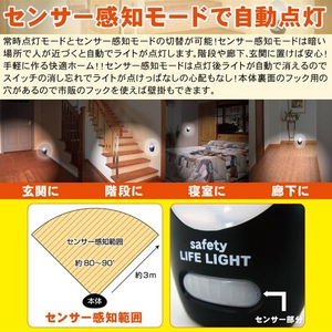 階段や廊下を明るく照らすセンサー式誘導灯 『安心ライフライト』 【2個セット】