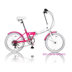 HEAVENs カラフル折り畳み自転車 20インチ 6段変速 BGC-106-PK ピンク - 拡大画像