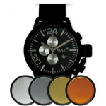 MAX XL WATCHES（マックスエックスエルウォッチ） レザーベルト腕時計 47ミリ 5-MAX524 ブラックフェイス 4枚交換レンズ付