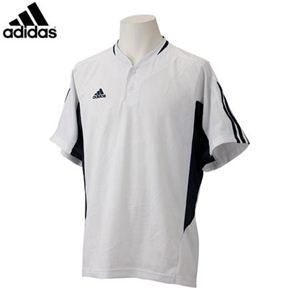 adidas（アディダス） BB2ボタンベースボールシャツ3ストライププロ ホワイト×ダークネイビー KF490 P66159 2XO - 拡大画像