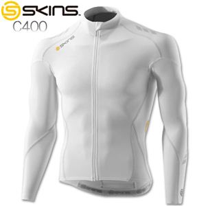 SKINS（スキンズ） メンズコンプレッション C400 ロングスリーブジャージ ホワイト×グレー C55042105 M ホワイト×グレー