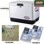 コールマン（Coleman） 54QTスチールベルトクーラー＆スタンド・保冷剤 4点セット