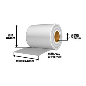 【感熱紙】44mm×80mm×17.5mm 中保存 (100巻入り) 商品画像