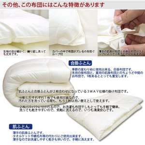 【日本製】ダクロン(R)クォロフィル(R)アクア中綿使用 オールシーズン洗える掛け布団(2枚合せ) シングルサイズ 【日本製】ダクロン(R)クォロフィル(R)アクア中綿使用 オールシーズン洗える掛け布団(2枚合せ) シングルサイズ
