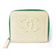 【現品限り】CHANEL(シャネル) ラウンドファスナー カードケース パンチング アイボリー/グリーン 【中古SA】