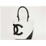 【現品限り】CHANEL（シャネル） カンボンライン ミディアムトート ホワイト/ブラック 【中古A】|