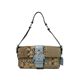 【現品限り】COACH(コーチ) シグネチャー ショルダー キャンバス パイソン スエード ベージュ/ブルー 3689 【中古AB】