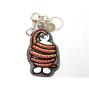 【現品限り】GUCCI（グッチ） キーホルダー ヘビ/雪だるま コーティングキャンバス ベージュ/白/赤/黄 【中古A】
