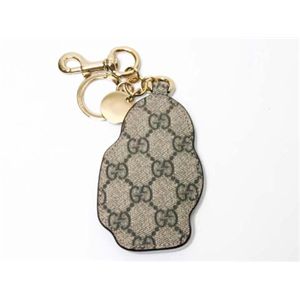 【現品限り】GUCCI（グッチ） キーホルダー ヘビ/雪だるま コーティングキャンバス ベージュ/白/赤/黄 【中古A】