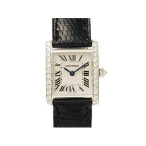 【現品限り】Cartier（カルティエ） タンクフランセーズ サイド WG/革 時計 K18WG ダイヤ リザード 文字盤:ホワイト 【中古A】の商品画像
