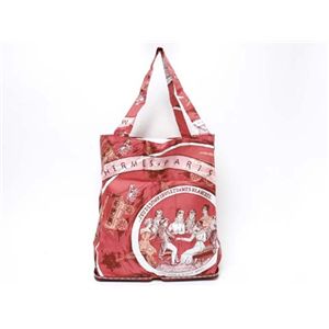 【現品限り】HERMES（エルメス） シルキーポップ エコバッグ ブッフルスキッパー シルク レッド 【新品同様】