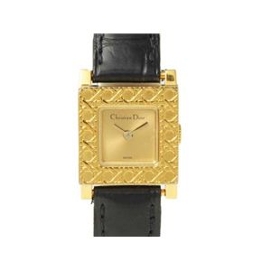【現品限り】Dior（ディオール） クオーツ ゴールド 革ベルト 時計 GP クロコ 文字盤:ゴールド 【中古AB】