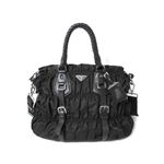 【現品限り】PRADA（プラダ） シャーリング 2wayハンドバッグ ナイロン カーフ ブラック BN1336 【中古A】