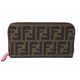 【現品限り】FENDI（フェンディ） ズッカ柄 ラウンドファスナー長財布 8M0024 00ZM5 コーティングキャンバス ブラウン/ピンク 【未使用】