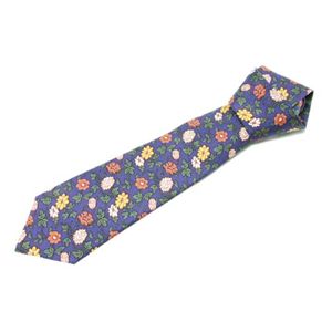 【現品限り】HERMES（エルメス） ネクタイ 花柄 シルク100% ブルー 【中古SA】