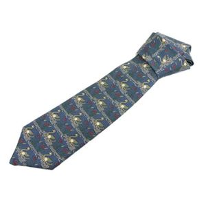 【現品限り】HERMES（エルメス） ネクタイ 鳥柄 シルク100% ブルー 【中古SA】