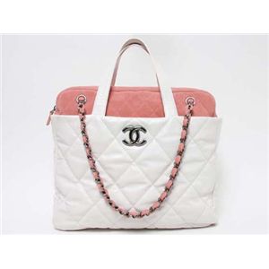 CHANEL(シャネル) ポートベロ 2WAYチェーントート /ピンク カーフ スエード ホワイト 【新品同様】