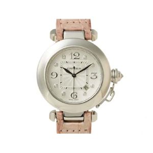 【現品限り】Cartier（カルティエ） パシャ32 WG 8Pダイヤ オートマ 革ベルト 時計 K18WG クロコ 文字盤:ホワイト 【中古AB】の商品画像