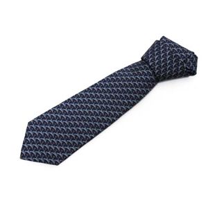 【現品限り】Ferragamo（フェラガモ） ネクタイ 鹿柄 シルク100% ネイビー 【新品同様】