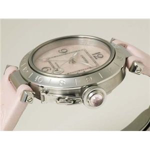 【現品限り】Cartier(カルティエ) パシャC GMT ピンクシェル クリスマス限定モデル レディースウォッチ 時計 ステンレススチール サテン 文字盤:ピンクシェル 【中古AB】