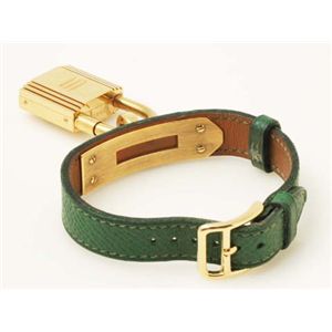 【現品限り】HERMES（エルメス） ケリーウォッチ 緑/ゴールド 時計 GP カーフ 文字盤:ゴールド 刻印:Z 【中古AB】