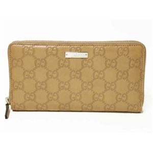 【現品限り】GUCCI(グッチ) シマ ラウンドファスナー長財布 カーフ ライトベージュ 112724 【新品】