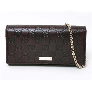 【現品限り】GUCCI（グッチ） シマ チェーン付き長財布 170426 カーフ ブラウン 【中古A】