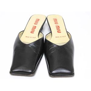 【現品限り】MIUMIU（ミュウミュウ） ミュール 靴 カーフ 黒 【中古AB】