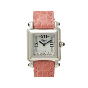 【現品限り】Chopard（ショパール） ハッピースポーツ スクエア SS 5Pダイヤ 時計 ステンレススチール 文字盤:ホワイト/ベルト:ピンク 27/8892-23 【中古AB】の商品画像