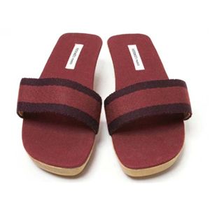 【現品限り】HERMES（エルメス） フールトゥ サンダル #34 靴 キャンバス ウッド ボルドー 【未使用】
