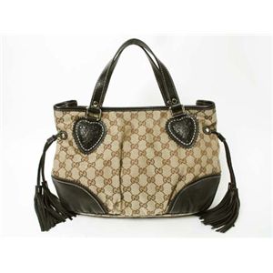 【現品限り】GUCCI（グッチ） GG柄ハンドバッグ 211955 キャンバス カーフ ブラウン/ベージュ 【新品】 - 拡大画像