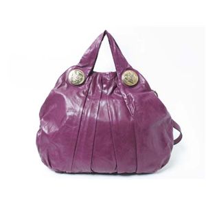 【現品限り】GUCCI（グッチ） ハンドバッグ ストラップ付 レザー パープル/ゴールド 197016 【中古SA】 - 拡大画像