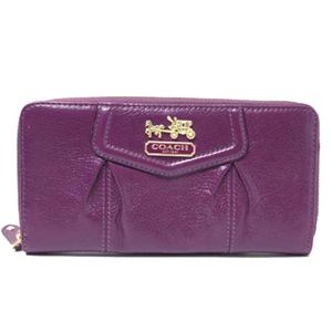 【現品限り】COACH(コーチ) ラウンドファスナー長財布 カーフ パープル 【新品同様】 - 拡大画像