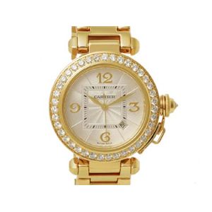 【現品限り】Cartier（カルティエ） パシャ32 ベゼル 白文字盤 YG 時計 K18YG ダイヤ 文字盤:ホワイト 【中古A】の商品画像