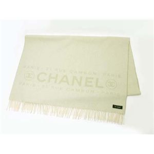 【現品限り】CHANEL（シャネル） 大判ストール カシミヤ100% ライトグリーン 【中古SA】