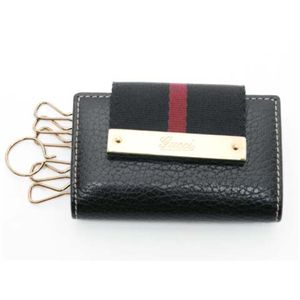 【現品限り】GUCCI（グッチ） キーケース カーフ キャンバス ブラック/レッド 181673 【中古SA】 - 拡大画像