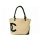 【現品限り】CHANEL（シャネル） カンボンラインラージトート カーフ ベージュ/ブラック 【中古AB】