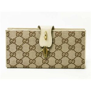 【現品限り】GUCCI(グッチ) GG柄 長財布 ジャッキー キャンバス カーフ ベージュ 109341 【中古B】 - 拡大画像