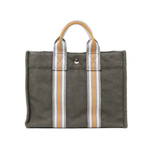 【現品限り】HERMES（エルメス） フールトゥPM 銀座限定 キャンバス グレー/オレンジ 【中古B】