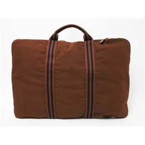 【現品限り】HERMES（エルメス） フールトゥ ラウンドファスナー バッグ キャンパス 茶 【中古AB】