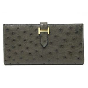 【現品限り】HERMES（エルメス） ベアン 2つ折長財布 ゴールド金具 オースト モスグリーン/金具:ゴールド 刻印:K 【新品同様】