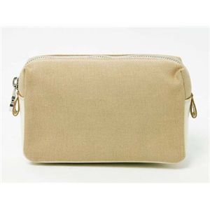 【現品限り】Ferragamo（フェラガモ） ポーチ キャンバス カーフ ベージュ 【中古A】