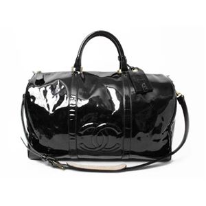 【現品限り】CHANEL（シャネル） ボストン スト付き エナメル ブラック 【中古B】