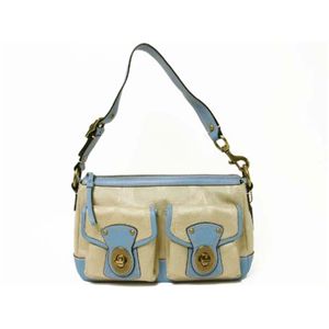 【現品限り】COACH（コーチ） レガシーショルダー 水色 F13102 キャンバス カーフ ベージュ/ブルー 【未使用】 - 拡大画像