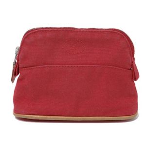 【現品限り】HERMES（エルメス） ボリードポーチ ミニミニ キャンバス レッド 【中古B】